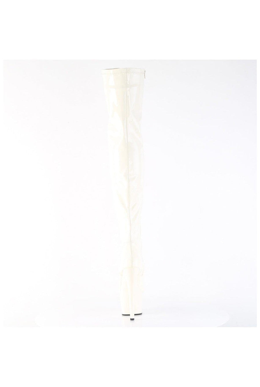 Pleaser  ADORE-3000 Thigh Boot in White Patent