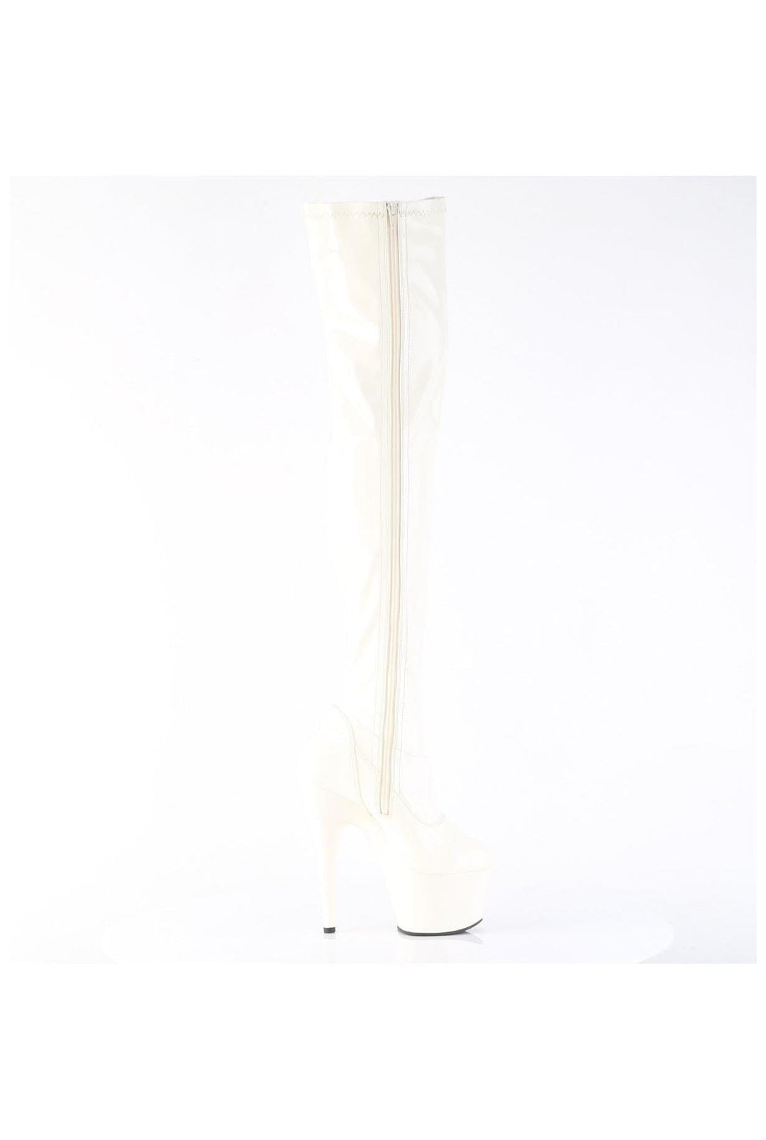 Pleaser  ADORE-3000 Thigh Boot in White Patent