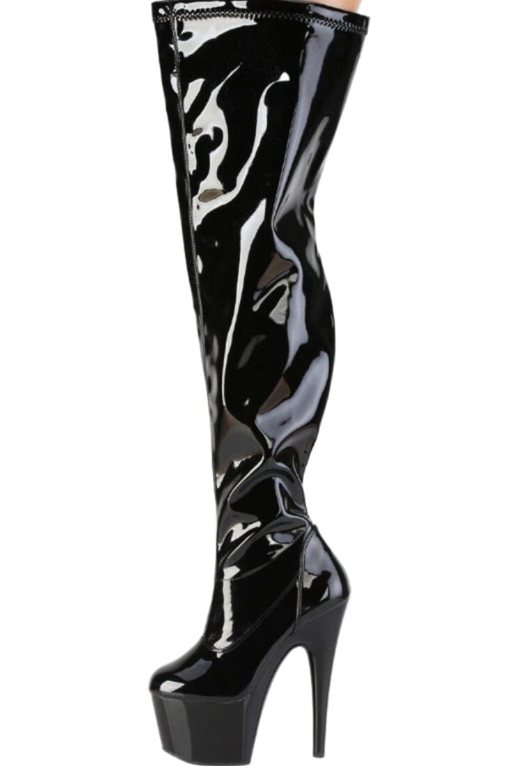 Pleaser  ADORE-3000WCF Thigh Boot in Black Patent