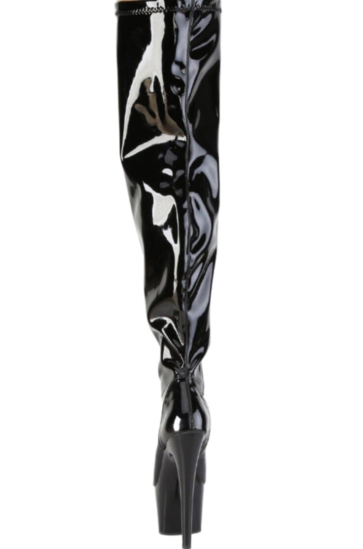 Pleaser  ADORE-3000WCF Thigh Boot in Black Patent