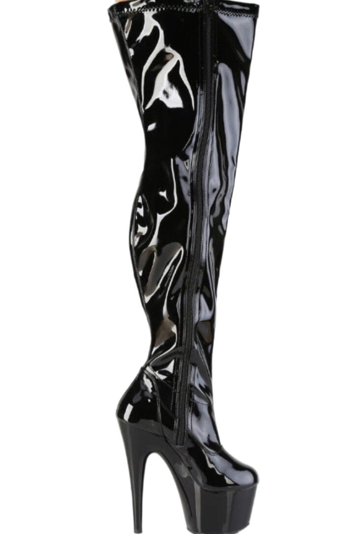 Pleaser  ADORE-3000WCF Thigh Boot in Black Patent