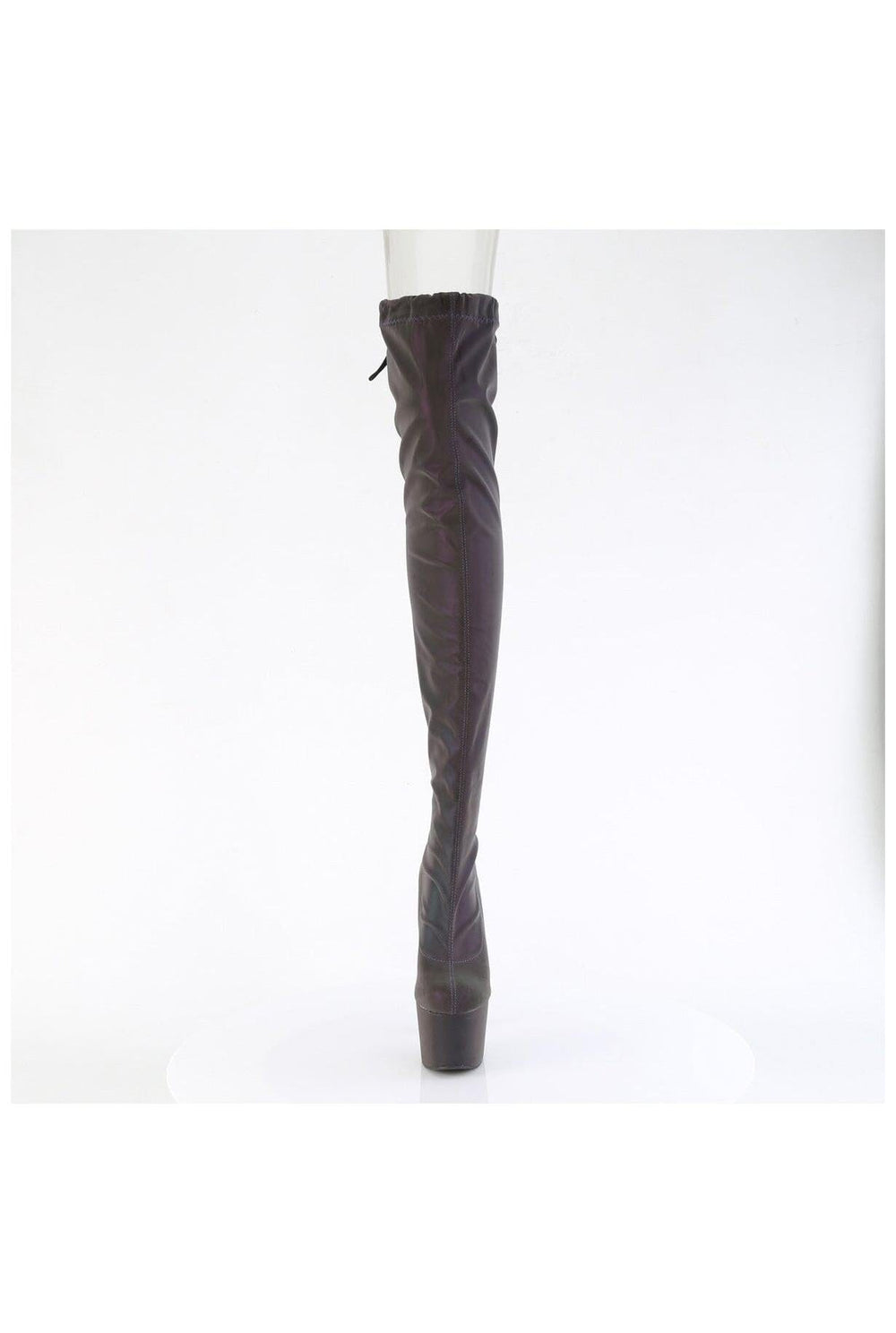 Pleaser  ADORE-3008REFL Thigh Boot in Green TPU Premium