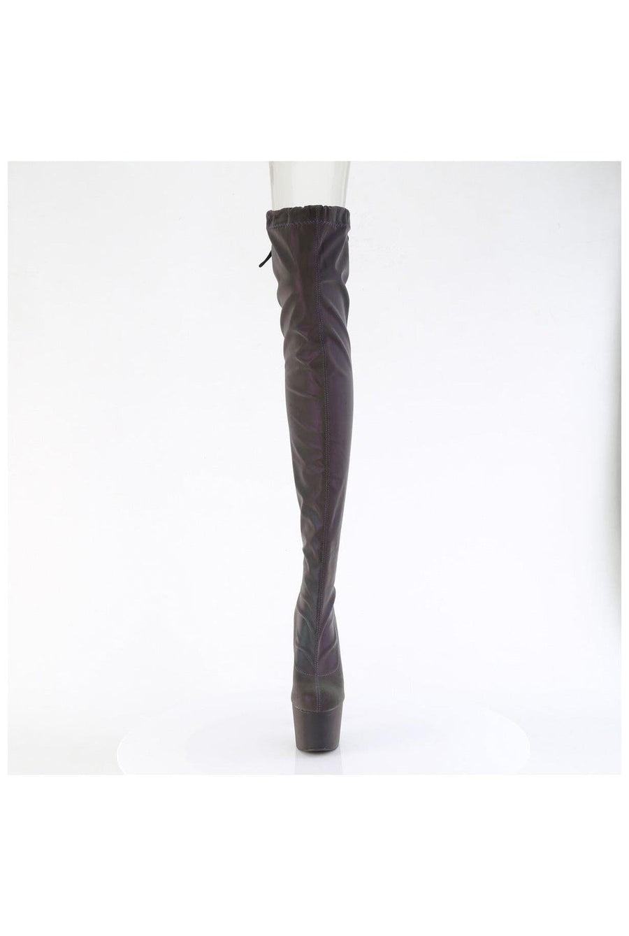 Pleaser  ADORE-3008REFL Thigh Boot in Green TPU Premium