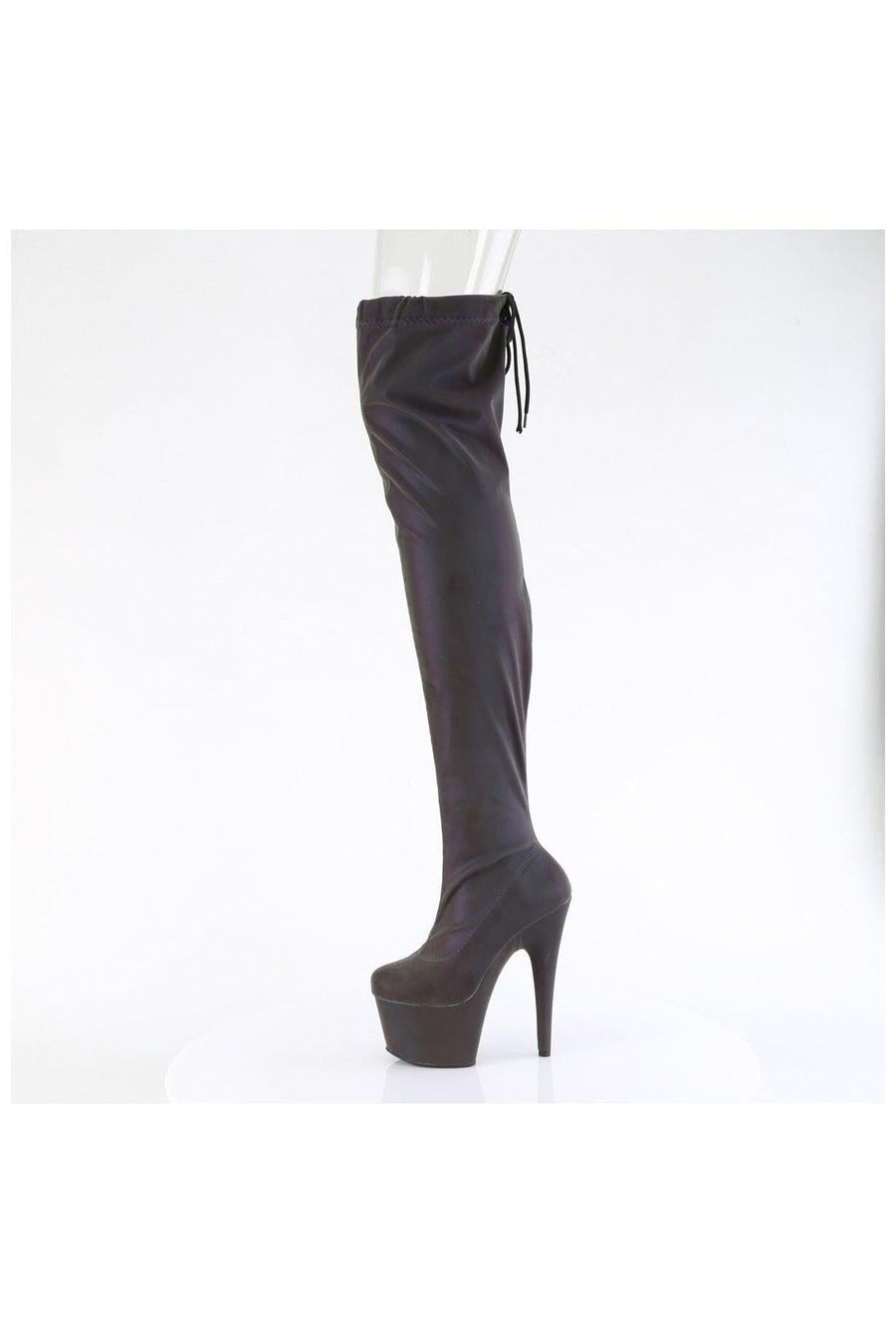 Pleaser  ADORE-3008REFL Thigh Boot in Green TPU Premium