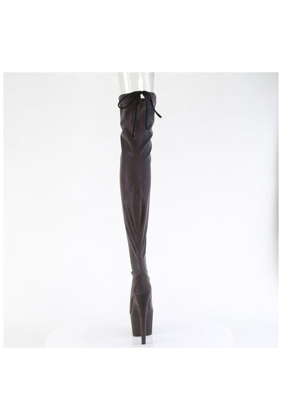 Pleaser  ADORE-3008REFL Thigh Boot in Green TPU Premium