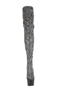 Pleaser  ADORE-3008SP-BT Thigh Boot in Grey Faux Leather