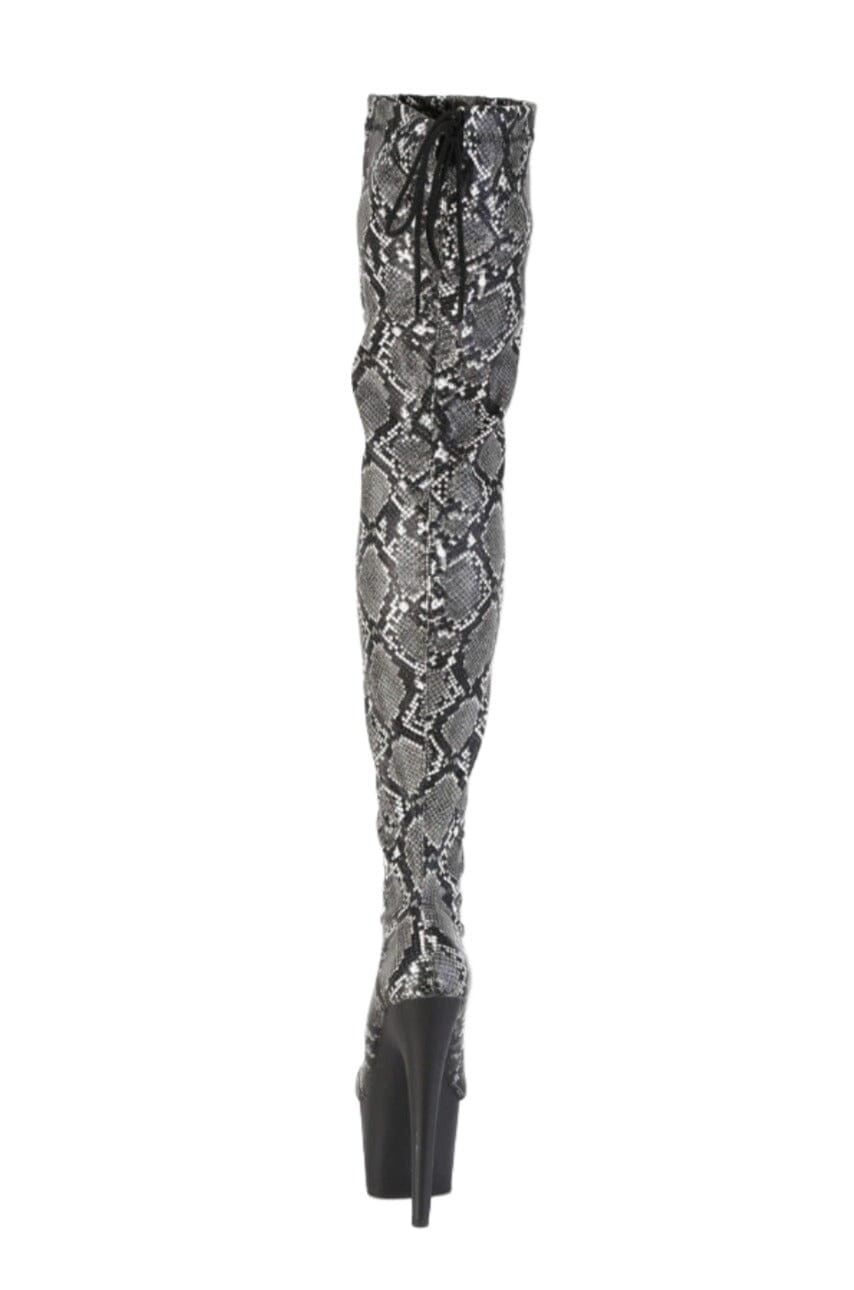 Pleaser  ADORE-3008SP-BT Thigh Boot in Grey Faux Leather