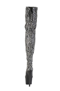 Pleaser  ADORE-3008SP-BT Thigh Boot in Grey Faux Leather