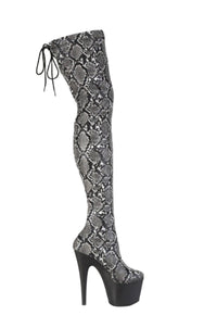 Pleaser  ADORE-3008SP-BT Thigh Boot in Grey Faux Leather