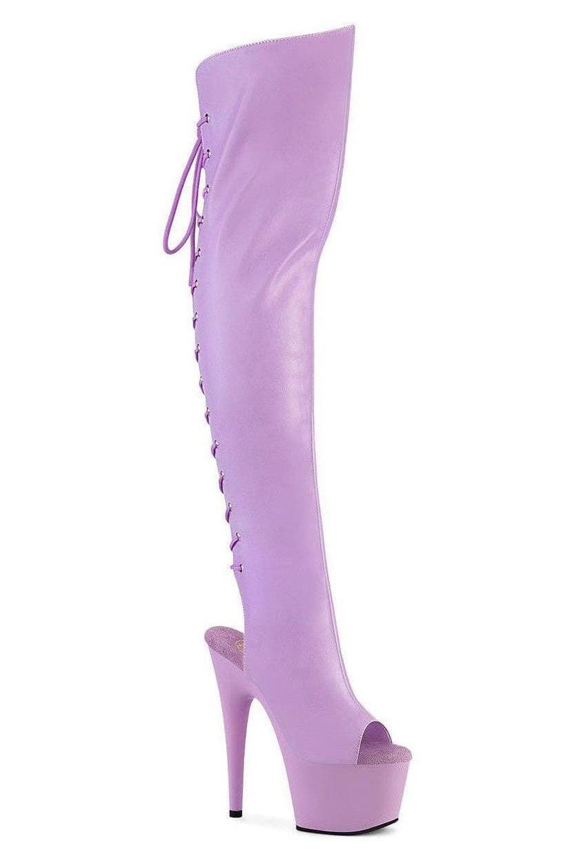 Pleaser  ADORE-3019 Thigh Boot in Purple Faux Leather from SexyShoes.com