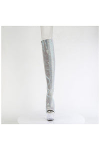 Pleaser  ADORE-3019C-RS Thigh Boot in Silver Rhinestone