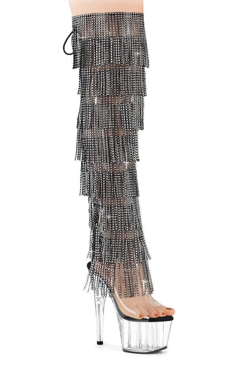 Pleaser  ADORE-3019C-RSF Thigh Boot in Clear Vinyl from SexyShoes.com