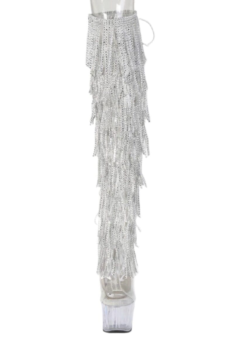 Pleaser  ADORE-3019C-RSF Thigh Boot in Clear Vinyl