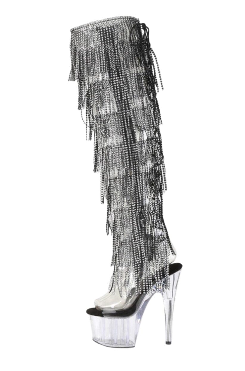 Pleaser  ADORE-3019C-RSF Thigh Boot in Clear Vinyl