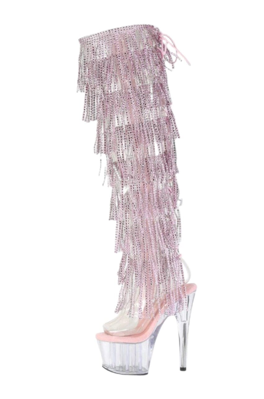 Pleaser  ADORE-3019C-RSF Thigh Boot in Clear Vinyl