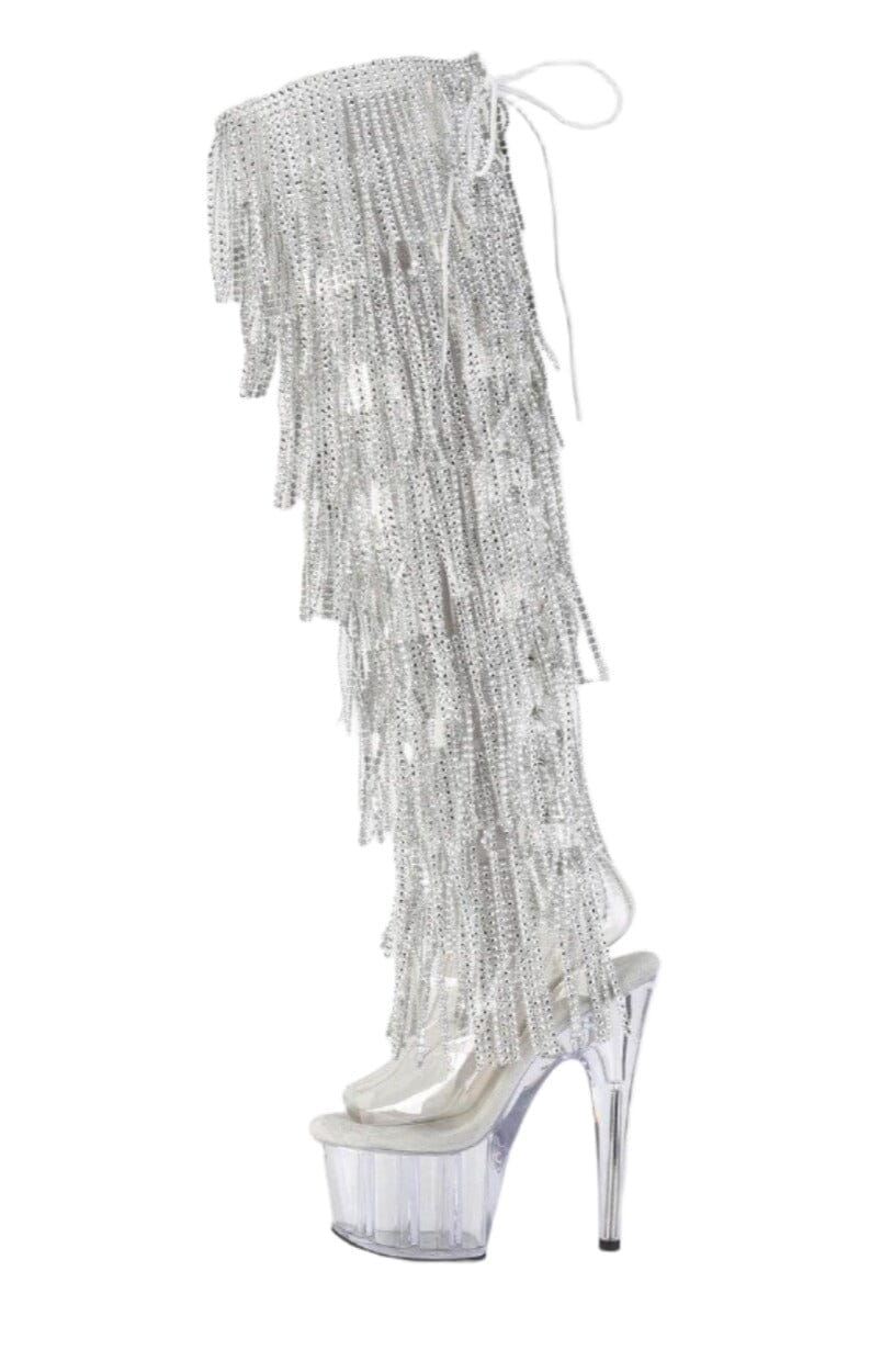 Pleaser  ADORE-3019C-RSF Thigh Boot in Clear Vinyl