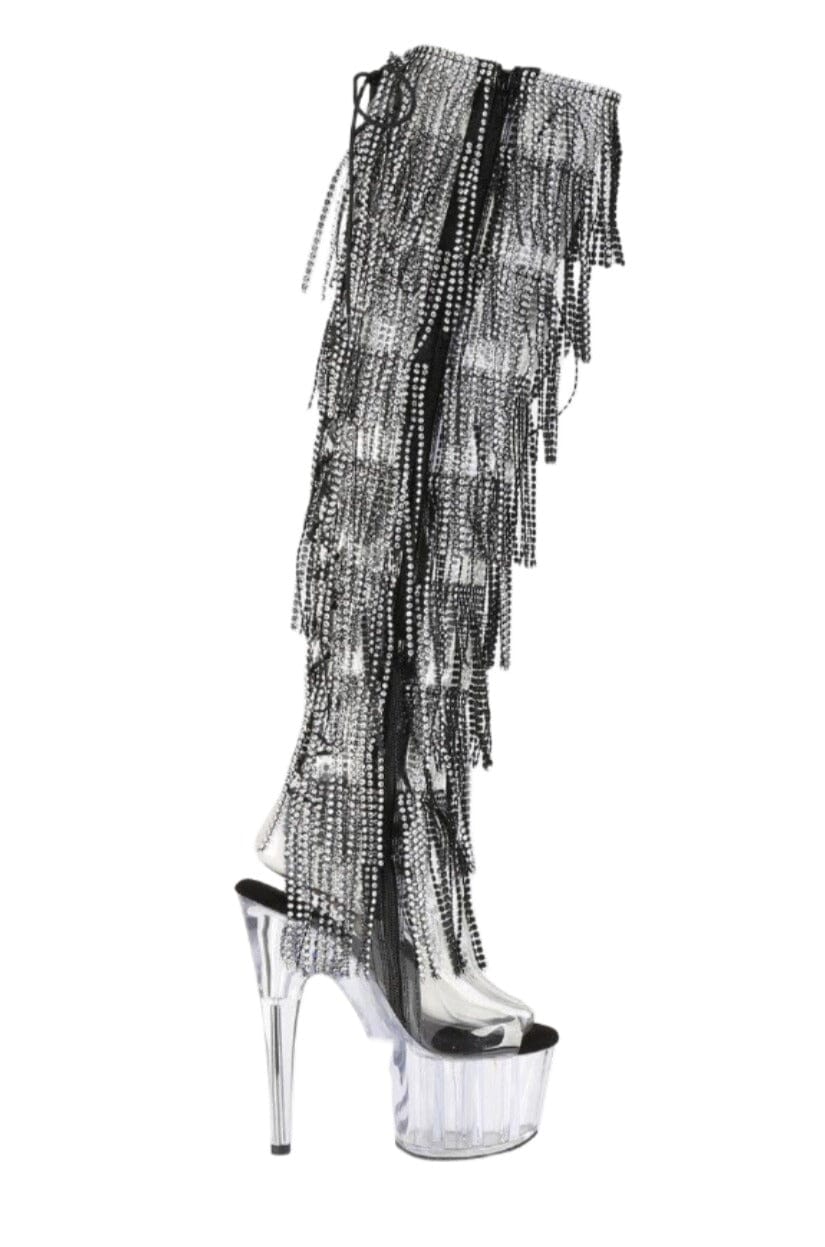 Pleaser  ADORE-3019C-RSF Thigh Boot in Clear Vinyl