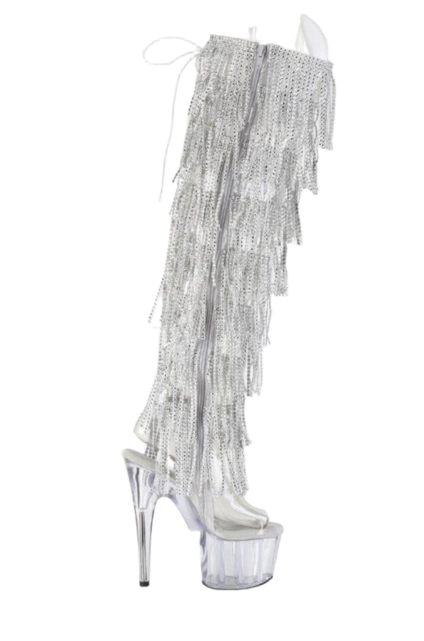 Pleaser  ADORE-3019C-RSF Thigh Boot in Clear Vinyl