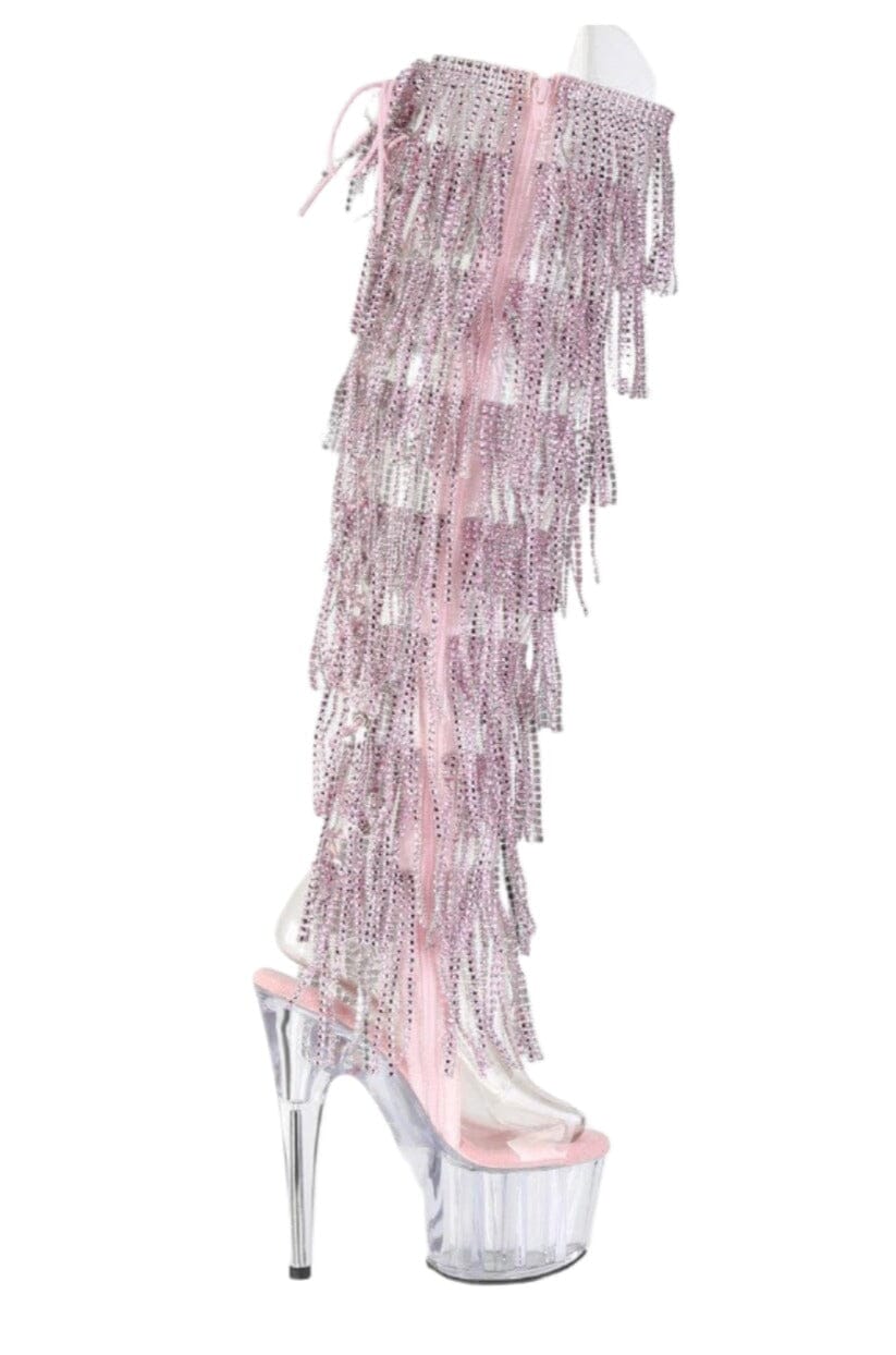 Pleaser  ADORE-3019C-RSF Thigh Boot in Clear Vinyl