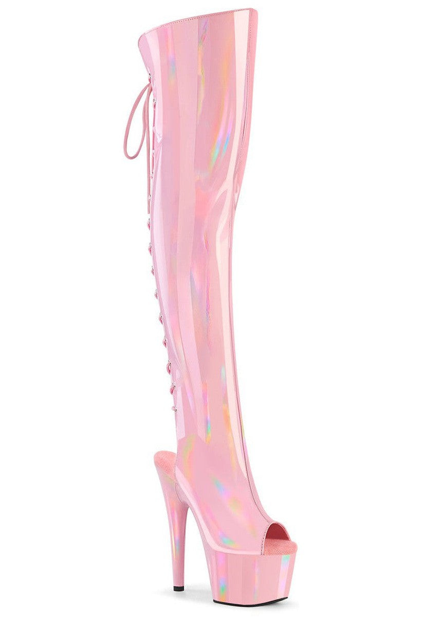 Pleaser Pink Thigh Boots Platform Stripper Shoes | Buy at Sexyshoes.com
