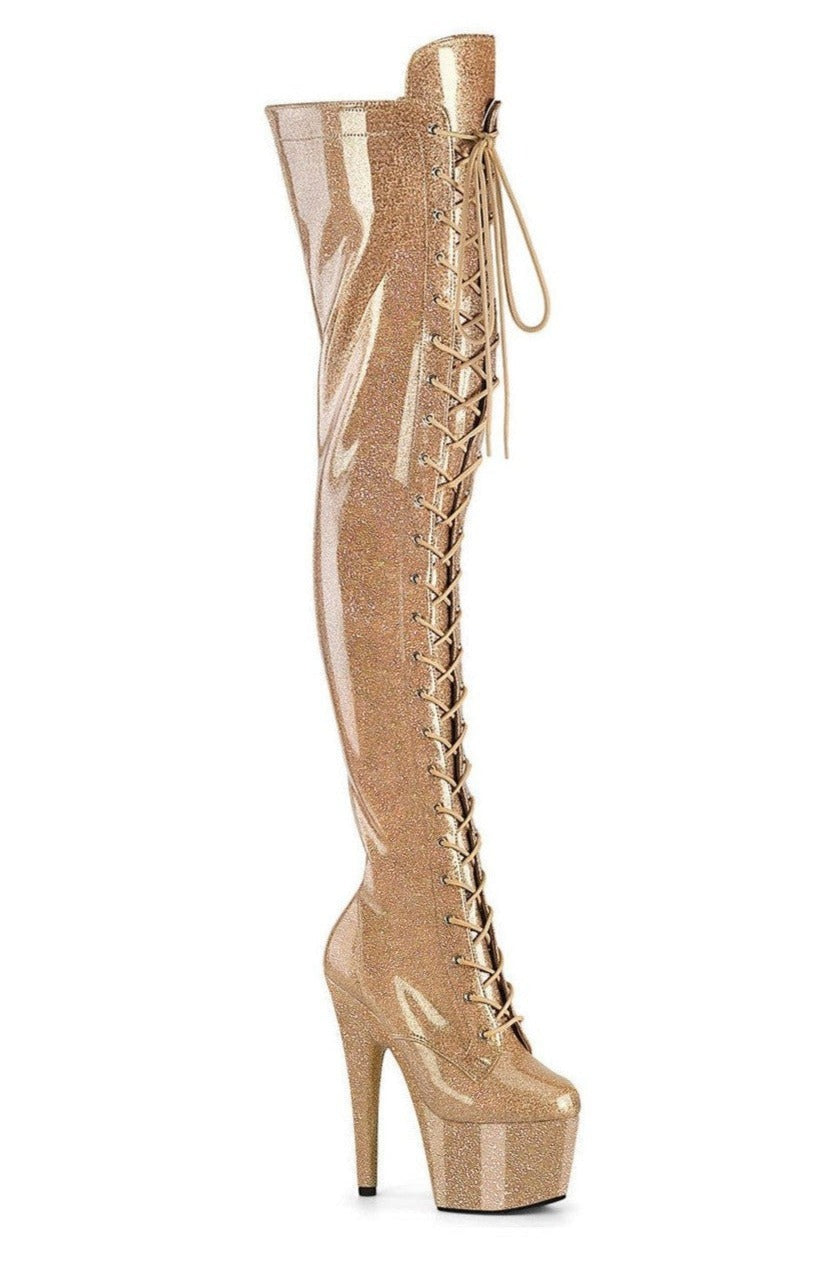 Pleaser Gold Thigh Boots Platform Stripper Shoes | Buy at Sexyshoes.com
