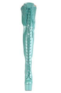 Pleaser  ADORE-3020GP Thigh Boot in Turquoise Patent