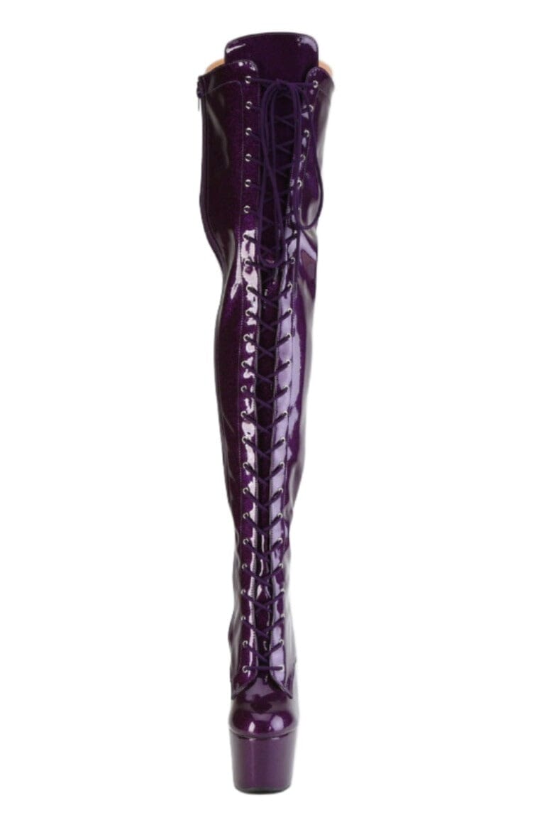 Pleaser  ADORE-3020GP Thigh Boot in Purple Patent