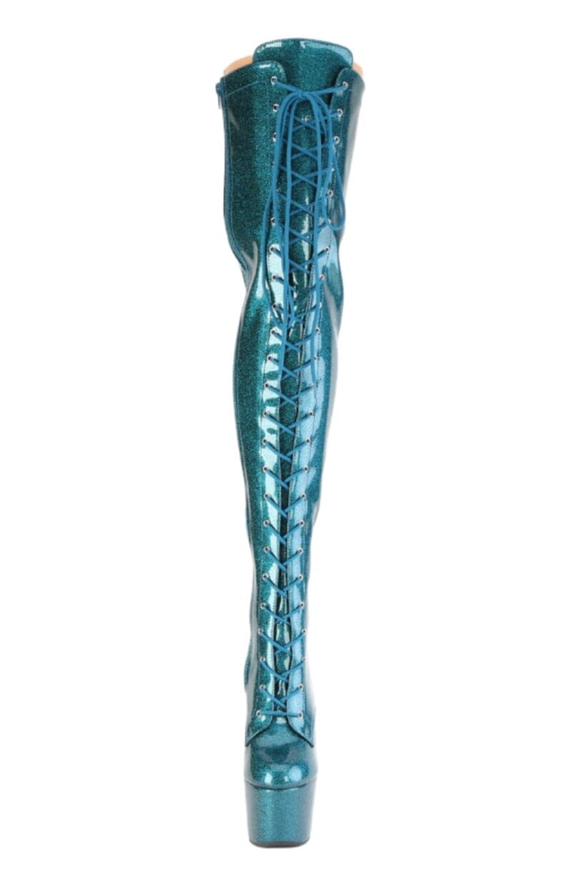 Pleaser  ADORE-3020GP Thigh Boot in Green Patent