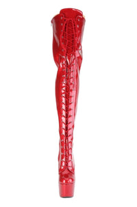 Pleaser  ADORE-3020GP Thigh Boot in Red Patent