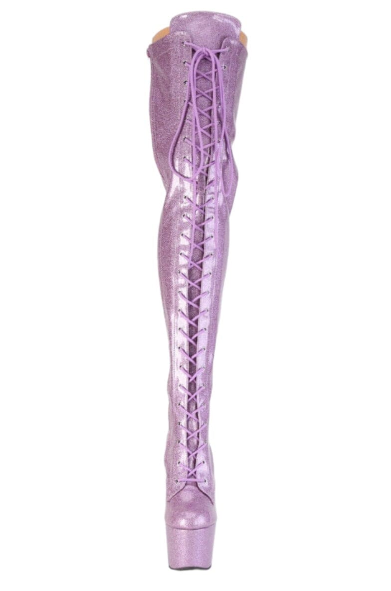 Pleaser  ADORE-3020GP Thigh Boot in Purple Patent