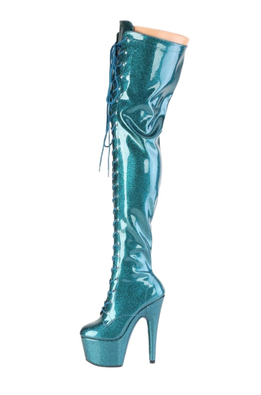 Pleaser  ADORE-3020GP Thigh Boot in Green Patent