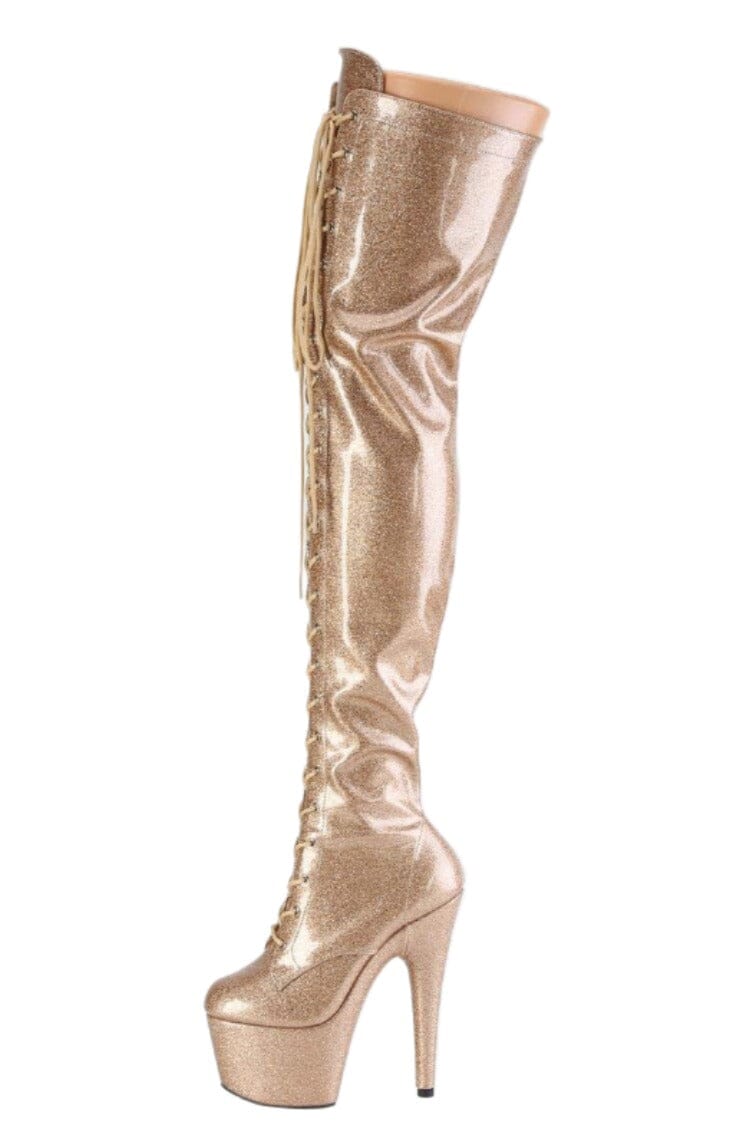 Pleaser  ADORE-3020GP Thigh Boot in Gold Patent