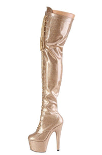 Pleaser  ADORE-3020GP Thigh Boot in Gold Patent