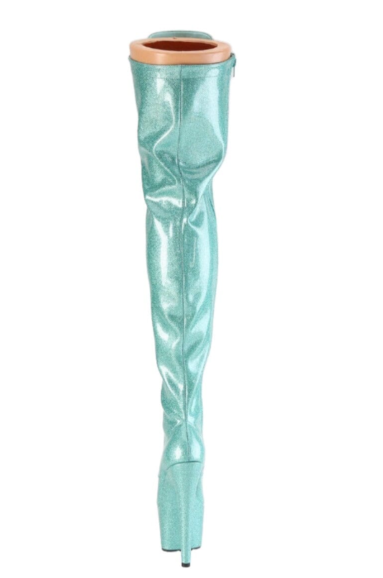 Pleaser  ADORE-3020GP Thigh Boot in Turquoise Patent