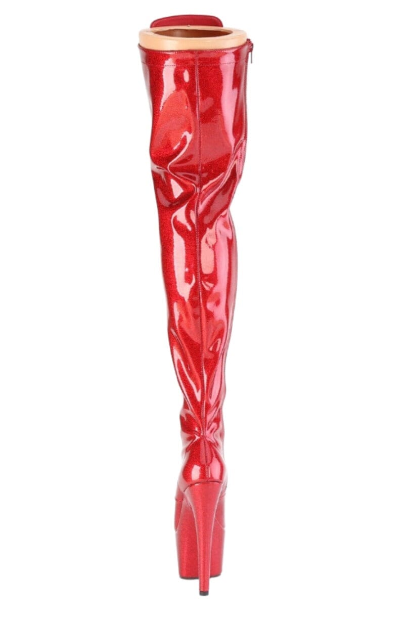 Pleaser  ADORE-3020GP Thigh Boot in Red Patent
