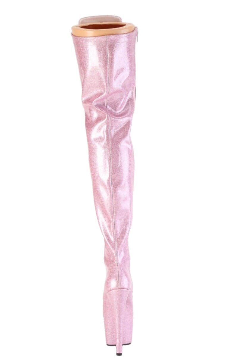 Pleaser  ADORE-3020GP Thigh Boot in Pink Patent