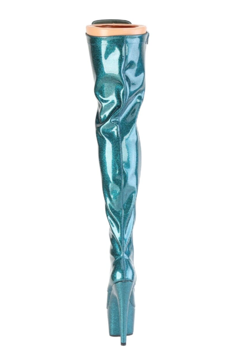 Pleaser  ADORE-3020GP Thigh Boot in Green Patent