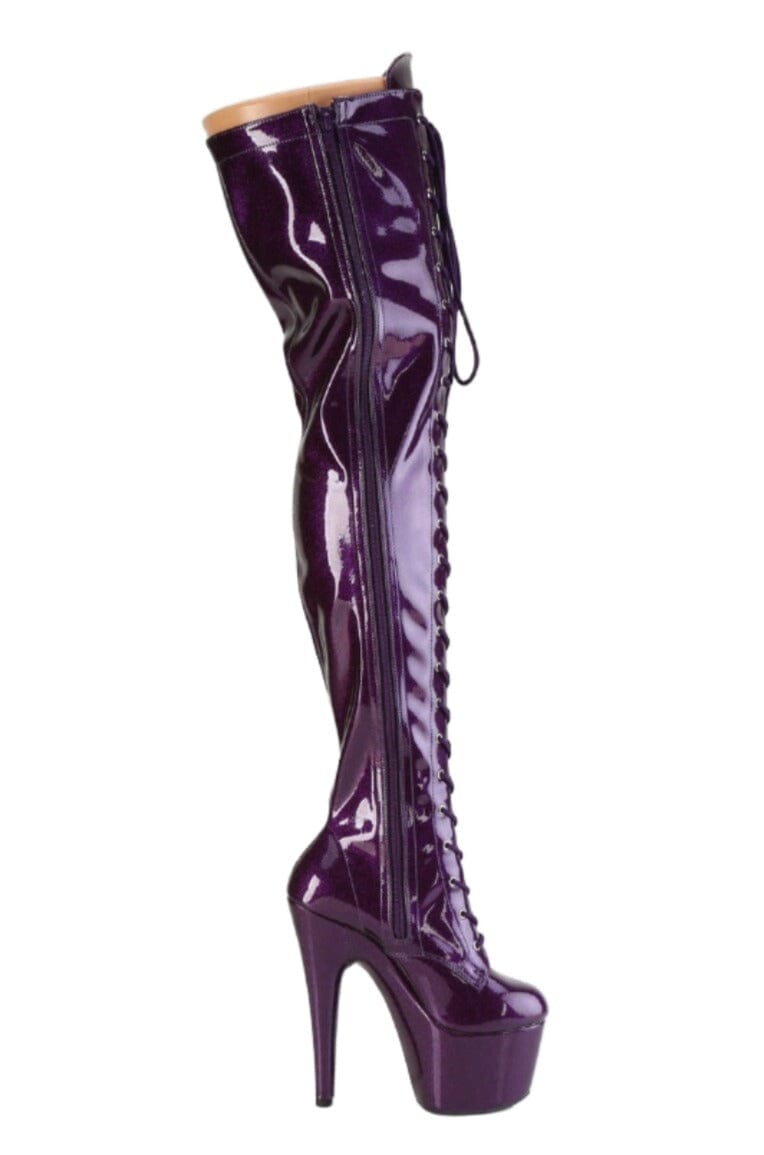 Pleaser  ADORE-3020GP Thigh Boot in Purple Patent