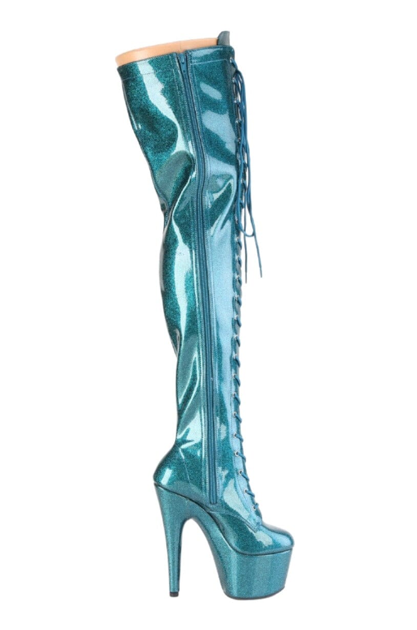 Pleaser  ADORE-3020GP Thigh Boot in Green Patent