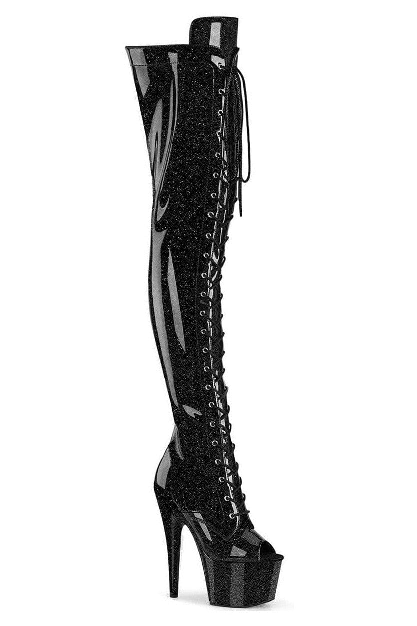 Pleaser  ADORE-3021GP Thigh Boot in Black Patent from SexyShoes.com
