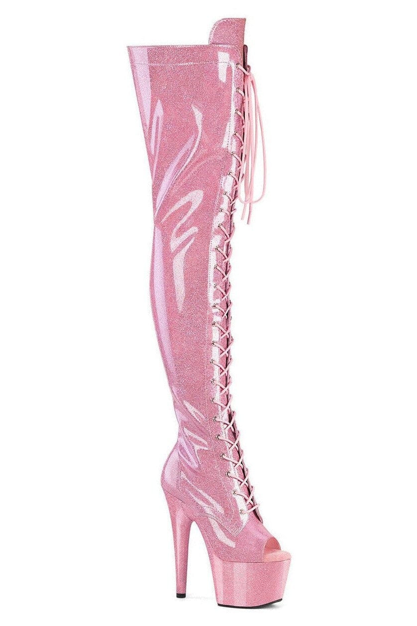 Pleaser  ADORE-3021GP Thigh Boot in Pink Patent from SexyShoes.com