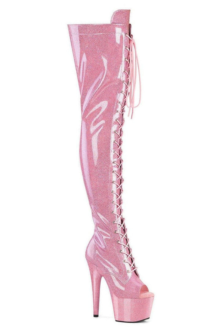 Pleaser Pink Thigh Boots Platform Stripper Shoes | Buy at Sexyshoes.com