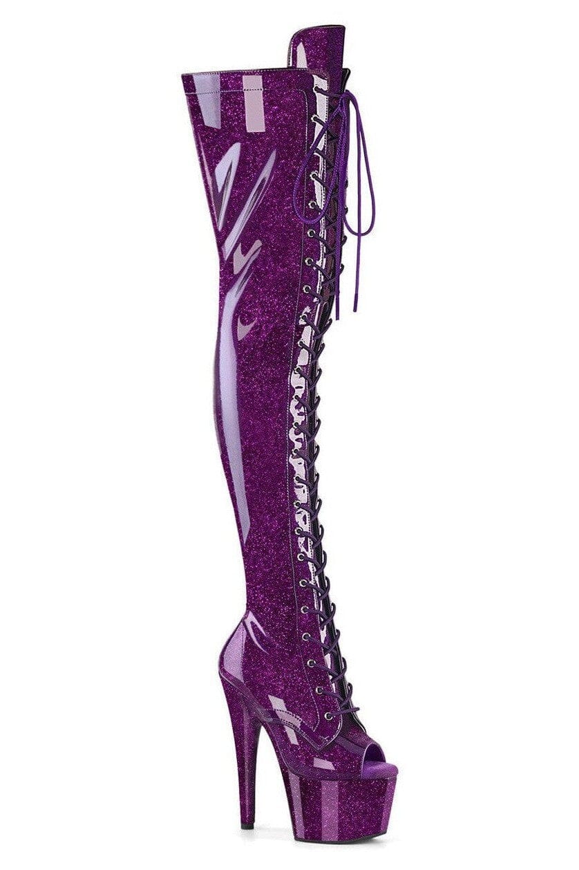 Pleaser Purple Thigh Boots Platform Stripper Shoes | Buy at Sexyshoes.com