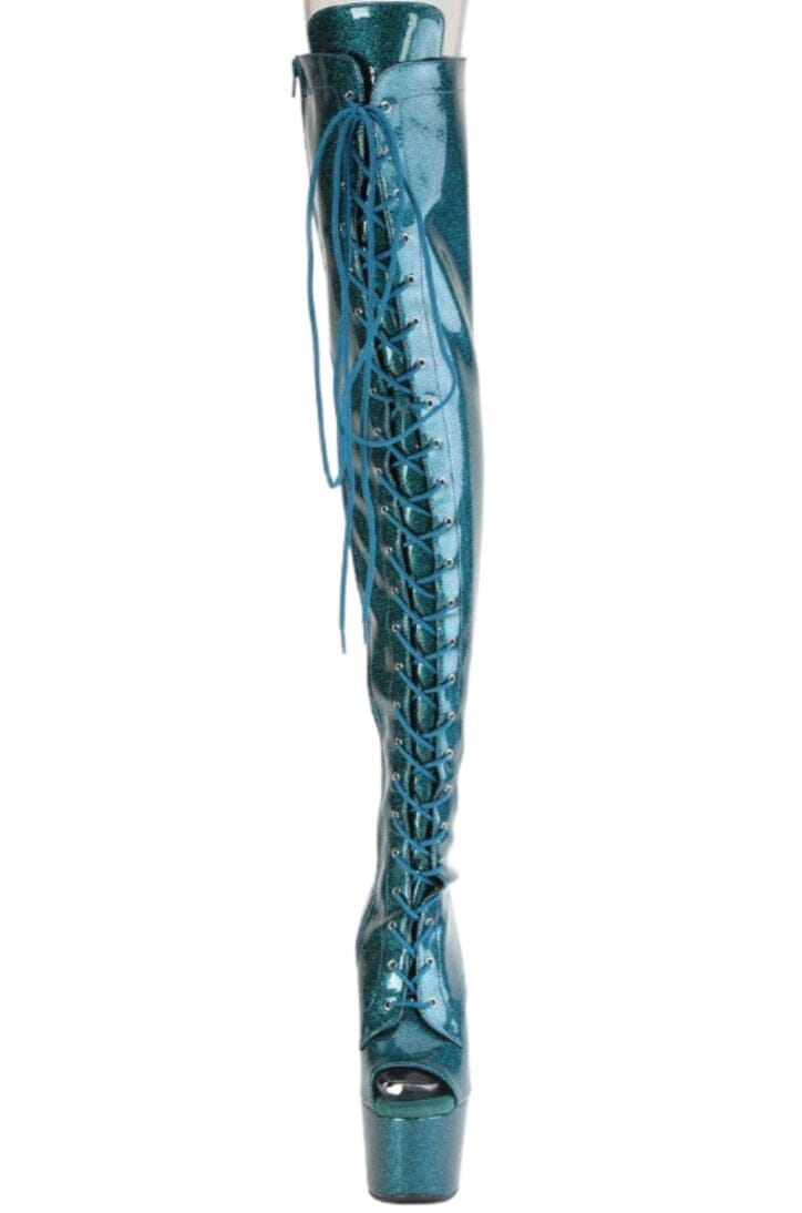 Pleaser  ADORE-3021GP Thigh Boot in Green Patent