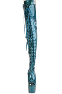 Pleaser  ADORE-3021GP Thigh Boot in Green Patent