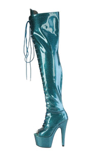 Pleaser  ADORE-3021GP Thigh Boot in Green Patent