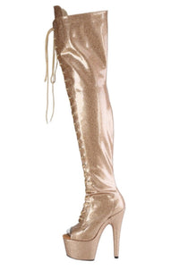 Pleaser  ADORE-3021GP Thigh Boot in Gold Patent