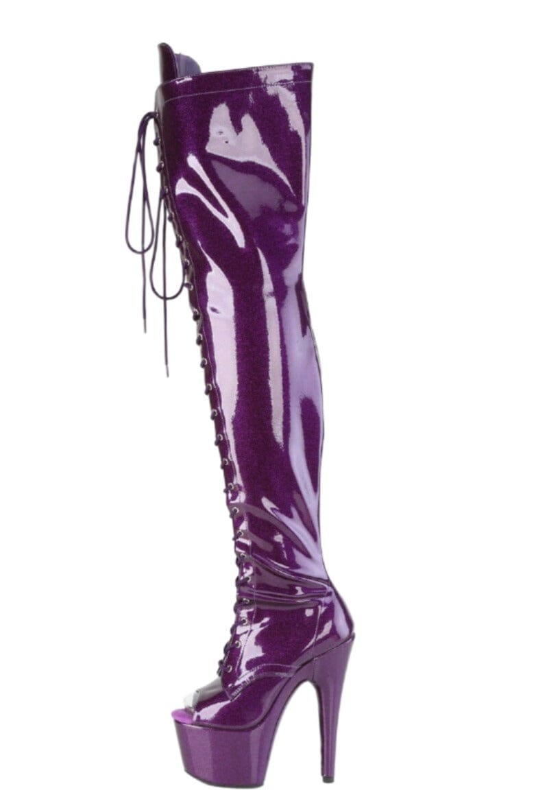 Pleaser  ADORE-3021GP Thigh Boot in Purple Patent