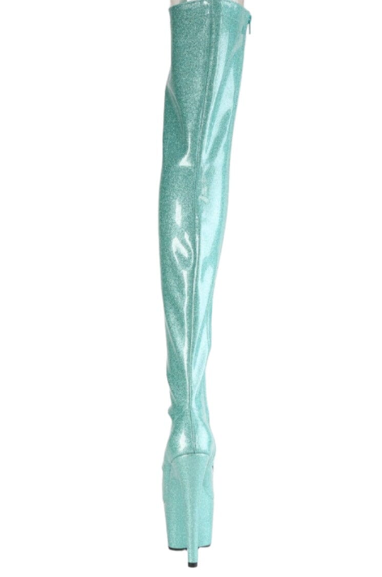 Pleaser  ADORE-3021GP Thigh Boot in Turquoise Patent