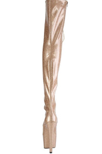 Pleaser  ADORE-3021GP Thigh Boot in Gold Patent